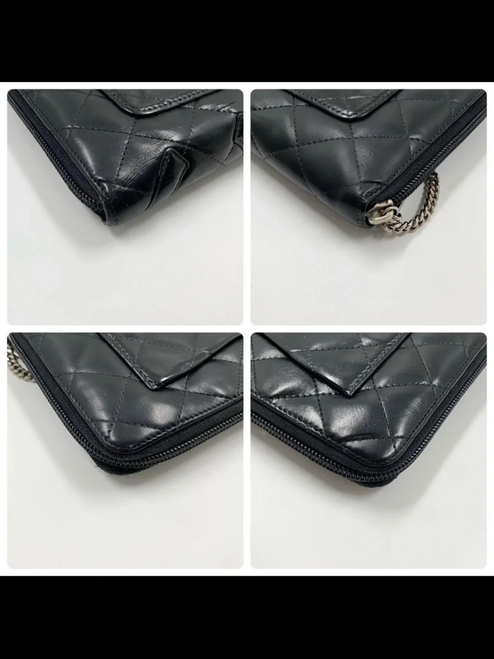 CHANEL Black Quilted CC Zip-Around Wallet